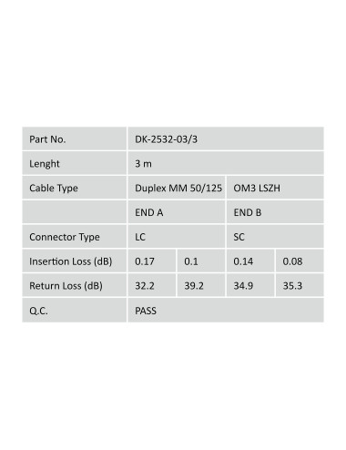 Digitus FO Patch Cord, Duplex, LC to SC MM OM3 50/125 , 3 m