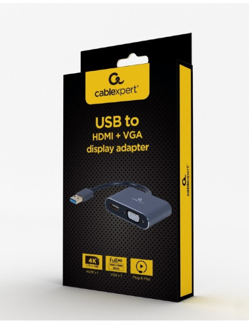 Cablexpert USB display adapter A-USB3-HDMIVGA-01 0.15 m, USB 3.0 Type-A