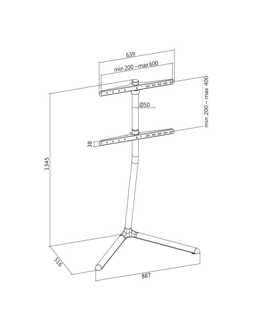 Logilink TV floor stand with V-Base Floor stand, BP0079, 49-70 ", Hold, Maximum weight (capacity) 40 kg, Black