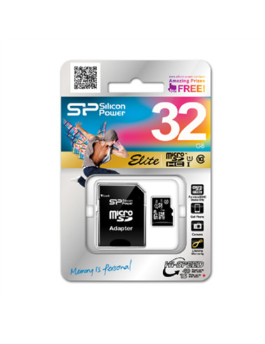 Silicon Power Elite UHS-I 32 GB, MicroSDHC, Flash memory class 10, SD adapter