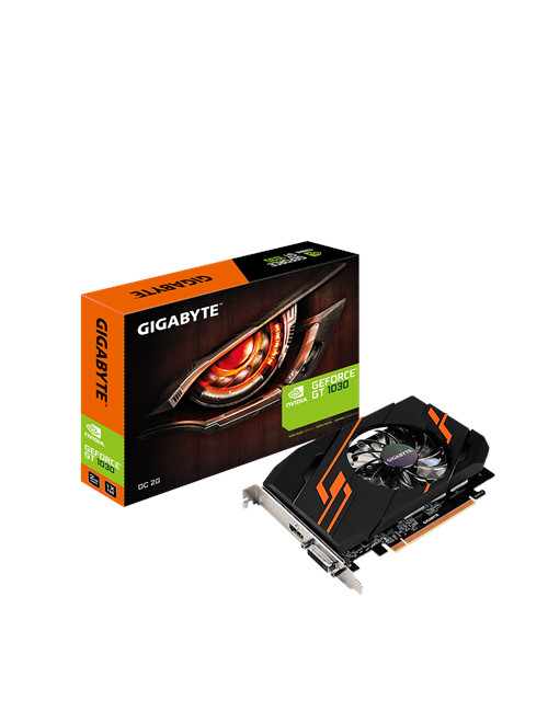 Gigabyte NVIDIA, 2 GB, GeForce GT 1030, GDDR5, PCI Express 3.0, Cooling type Active, Processor frequency 1265 MHz, DVI-D ports q