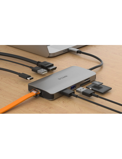 D-Link 8-in-1 USB-C Hub with HDMI/Ethernet/Card Reader/Power Delivery DUB-M810 0.15 m