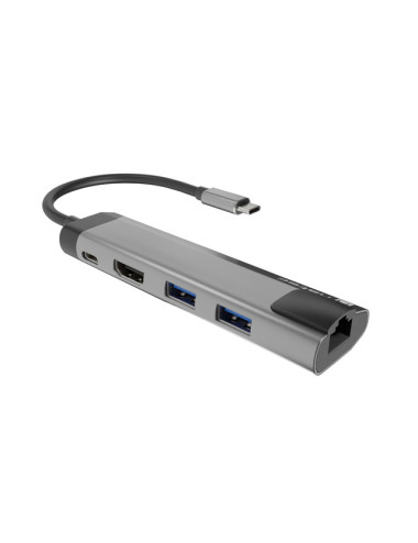 Natec Multi-Port Adapter Fowler Go 0.15 m, Slate, USB Type-C