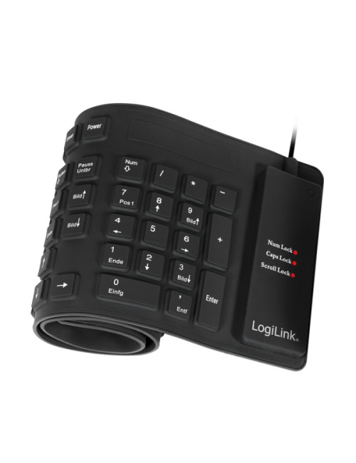 Logilink Flexible waterproof Keyboard USB + PS/2 ID0019A Flexible keyboard, DE, Black