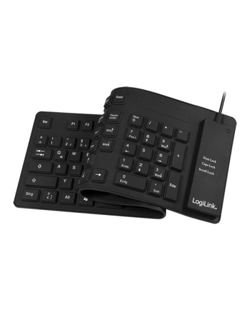 Logilink Flexible waterproof Keyboard USB + PS/2 ID0019A Flexible keyboard, DE, Black