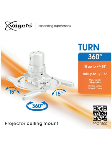 Vogels Projector Ceiling mount, Turn, Tilt, Maximum weight (capacity) 15 kg, White