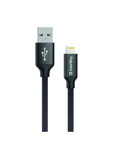 ColorWay Data Cable Apple Lightning Charging cable, Fast and safe charging Stable data transmission, Black, 1 m