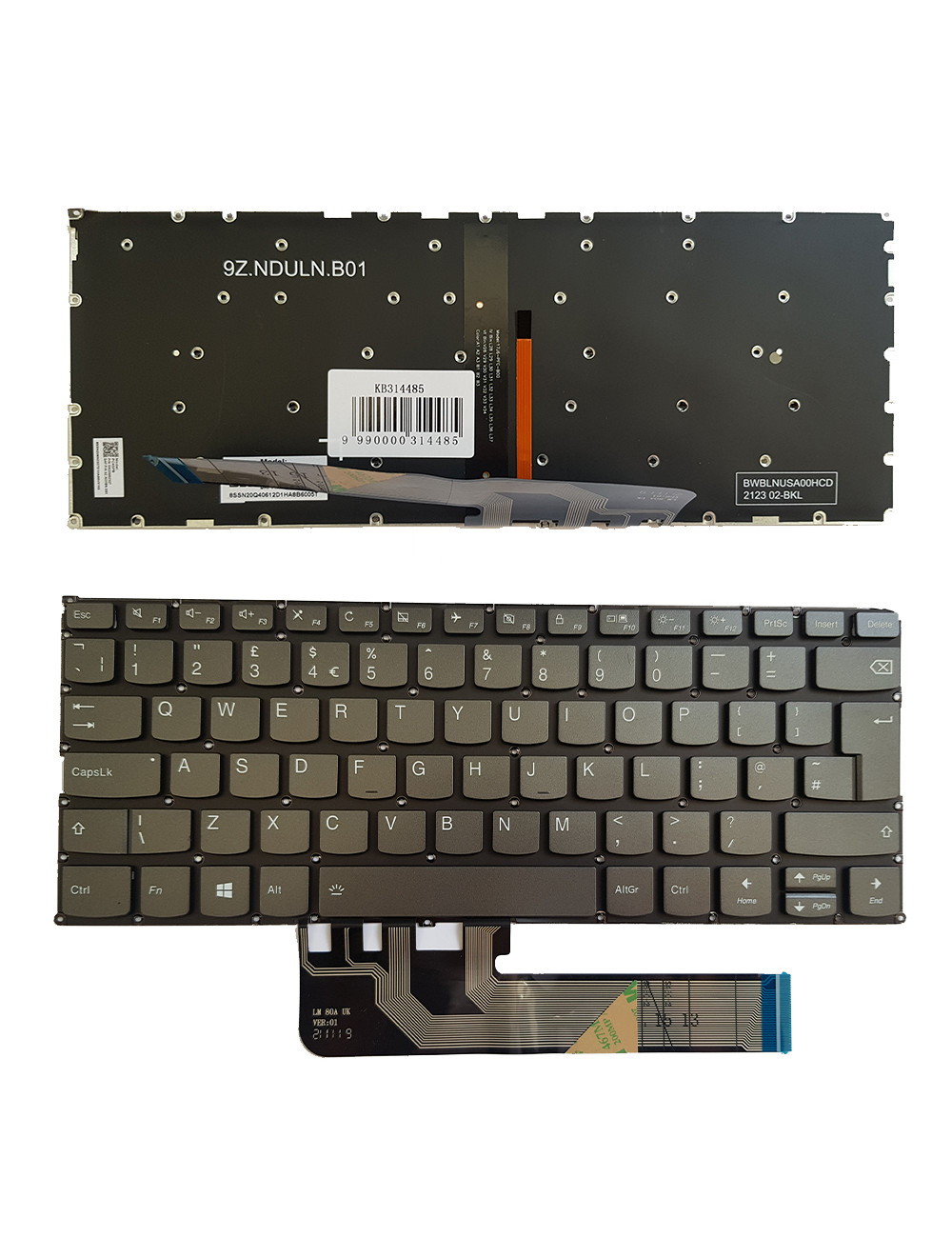 Keyboard Lenovo Yoga 730-13IKB, 730-15IKB, UK, with backlight