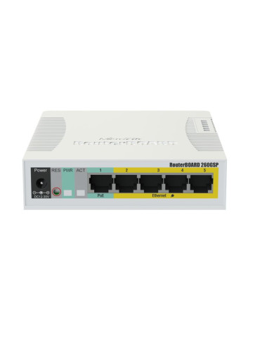 MikroTik Cloud Router Switch RB260GSP 1000 Mbit/s, Ethernet LAN (RJ-45) ports 5, Desktop