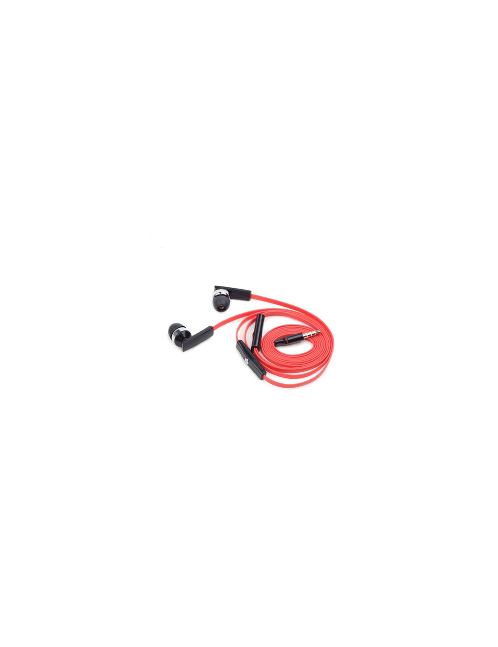 Gembird Porto earphones with microphone and volume control with flat cable 3.5 mm, Red/Black, Built-in microphone