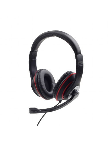 Gembird Stereo headset MHS-03-BKRD Built-in microphone, On-Ear, 3.5 mm, Black colour with red ring