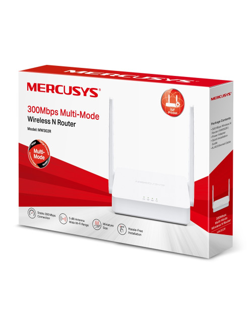 Mercusys Multi-Mode Wireless N Router MW302R 802.11n, 300 Mbit/s, 10/100 Mbit/s, Ethernet LAN (RJ-45) ports 2, Antenna type 2xFi