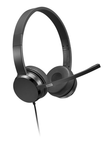 Lenovo USB-A Stereo Headset with Control Box Built-in microphone, Black, Wired, On-Ear