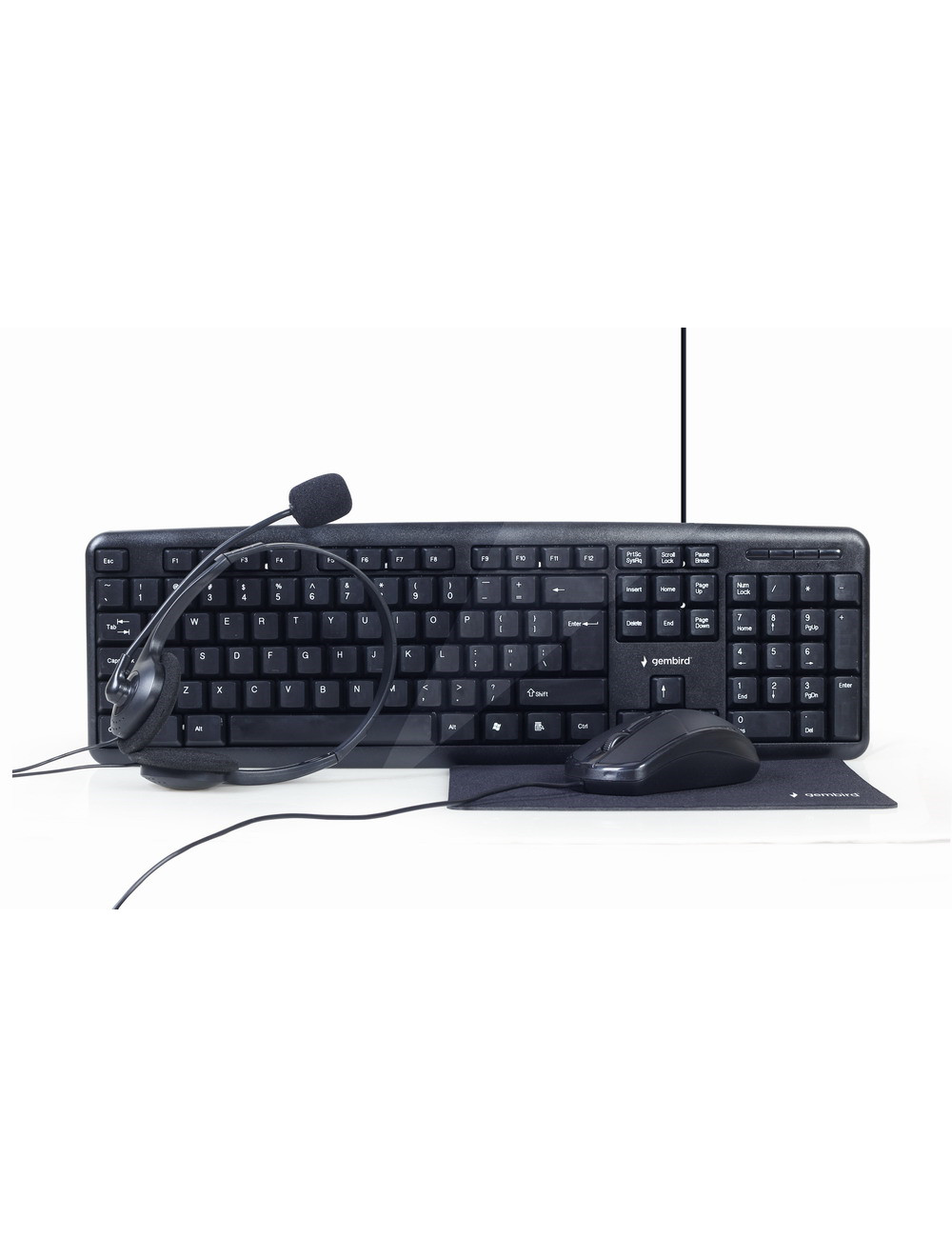 Gembird 4-in-1 Multimedia office set KBS-UO4-01 Keyboard, Mouse, Pad and Headset Set, Wired, Mouse included, US, Black