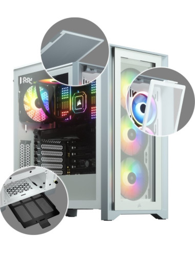 Corsair Tempered Glass Mid-Tower ATX Case iCUE 4000X RGB Side window, Mid-Tower, White, Power supply included No, Steel, Tempere