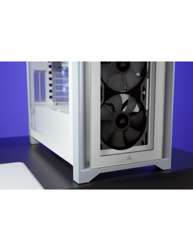 Corsair Tempered Glass Mid-Tower ATX Case iCUE 4000X RGB Side window, Mid-Tower, White, Power supply included No, Steel, Tempere