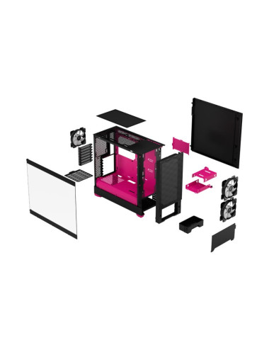 Fractal Design Pop Air RGB Magenta Core TG Clear Tint, ATX, mATX, Mini ITX, Power supply included No
