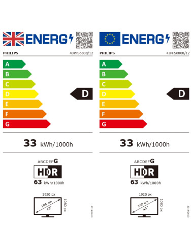 Philips 43PFS6808/12 43" (108 cm), Smart TV, FHD, 1920 x 1080, Wi-Fi, DVB-T/T2/T2-HD/C/S/S2