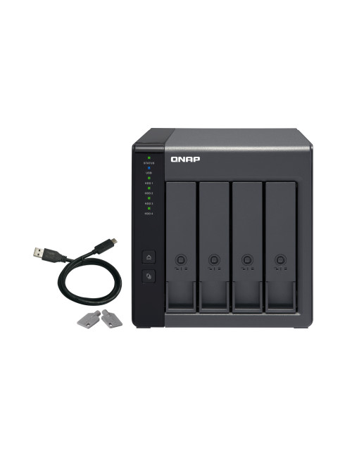 QNAP 4-Bay TR-004 Up to 4 HDD/SSD Hot-Swap, Micro processor with hardware RAID, 1 x Type-C USB 3.2 Gen 1 (USB 3.2 Gen 1)