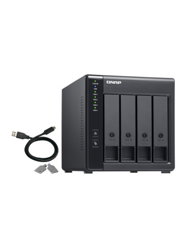 QNAP 4-Bay TR-004 Up to 4 HDD/SSD Hot-Swap, Micro processor with hardware RAID, 1 x Type-C USB 3.2 Gen 1 (USB 3.2 Gen 1)