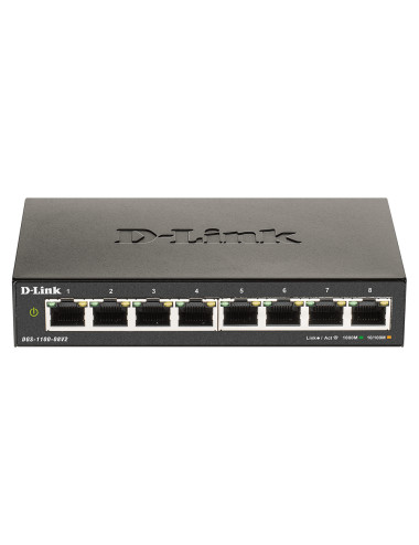 D-Link Smart Gigabit Ethernet Switch DGS-110-08V2 Managed, Desktop, Power supply type External, Ethernet LAN (RJ-45) ports 8