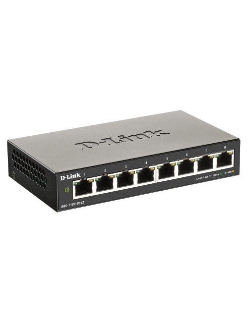 D-Link Smart Gigabit Ethernet Switch DGS-110-08V2 Managed, Desktop, Power supply type External, Ethernet LAN (RJ-45) ports 8