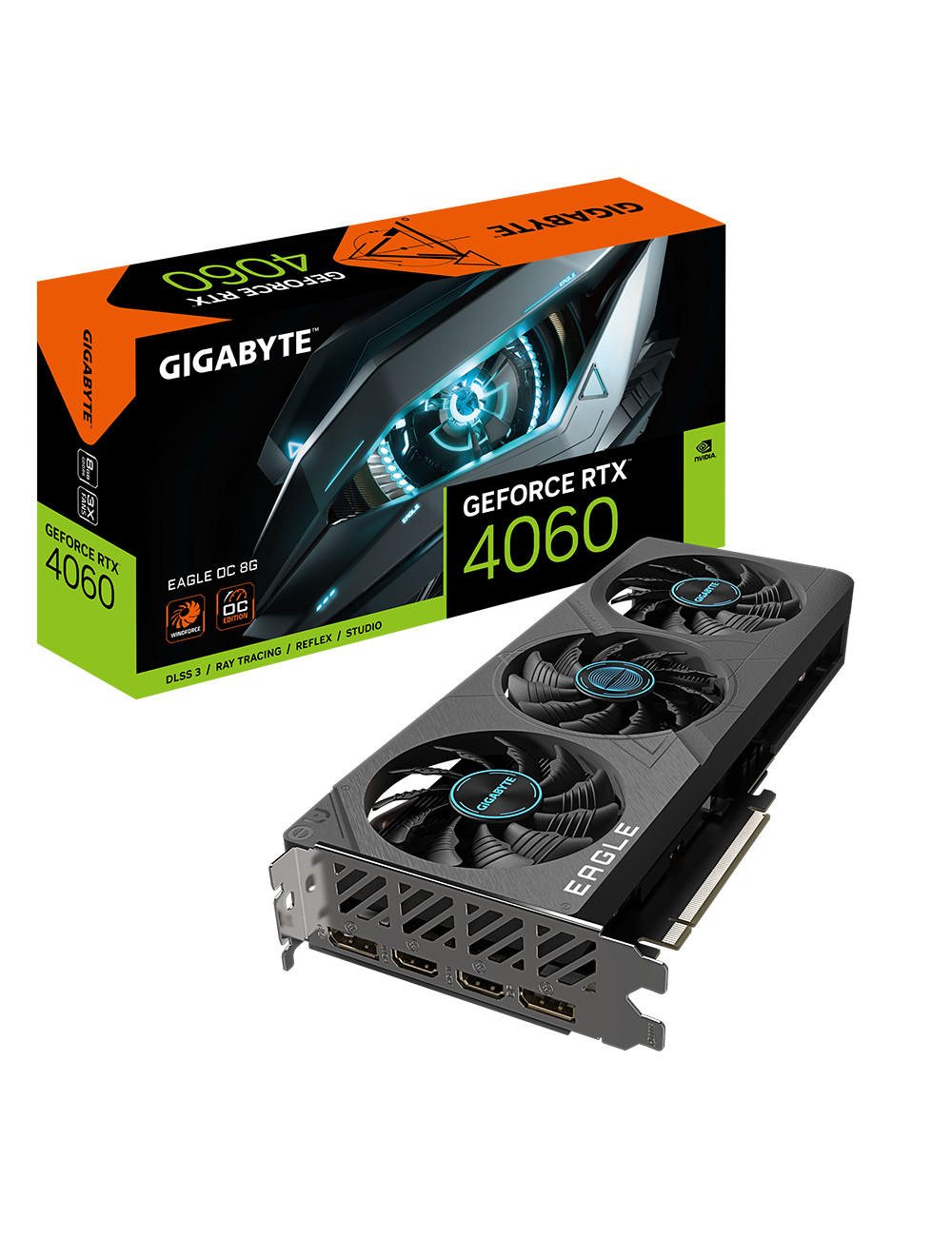 Gigabyte GV-N4060EAGLE OC-8GD 1.0 NVIDIA, 8 GB, GeForce RTX 4060, GDDR6, PCI-E 4.0, HDMI ports quantity 2, Memory clock speed 17