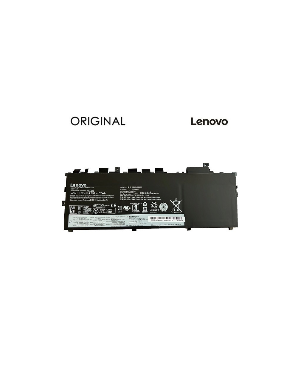Nešiojamo kompiuterio baterija LENOVO 01AV430 Original, 4950mAh