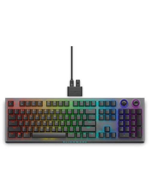 Dell Alienware Tri-Mode AW920K Wireless Gaming Keyboard, RGB LED light, US, Wireless, Dark Side of the Moon, Bluetooth, Numeric 