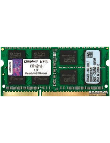 Kingston 8 GB, DDR3, 1600 MHz, Notebook, Registered No, ECC No