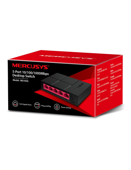 Mercusys Switch MS105G Unmanaged, Desktop, Power supply type External, Ethernet LAN (RJ-45) ports 5