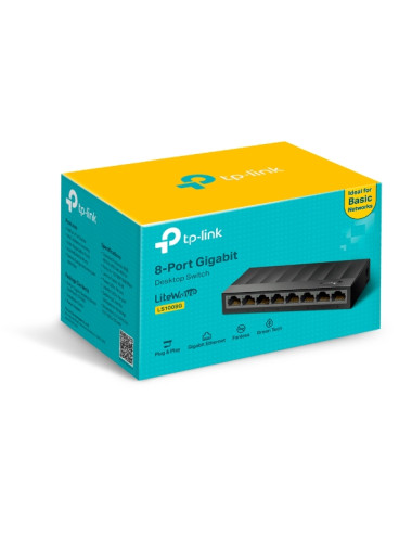 TP-LINK Desktop Switch LS1008G 10/100/1000 Mbps (RJ-45), Unmanaged, Desktop, Ethernet LAN (RJ-45) ports 8