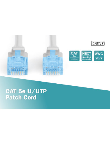 Digitus Patch cable CAT 5e, UTP, 2 m, Grey
