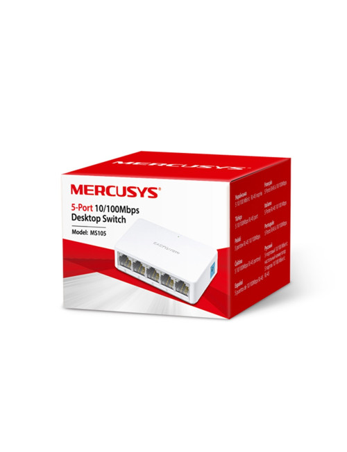 Mercusys Switch MS105 Unmanaged, Desktop, 10/100 Mbps (RJ-45) ports quantity 5, Power supply type External