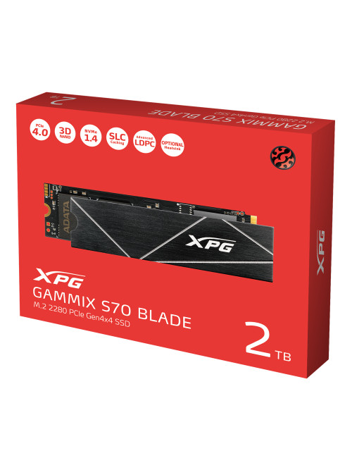 ADATA XPG Gammix S70 BLADE 2000 GB, SSD form factor M.2 2280, SSD interface PCIe Gen4x4, Write speed 6400 MB/s, Read speed 7400 