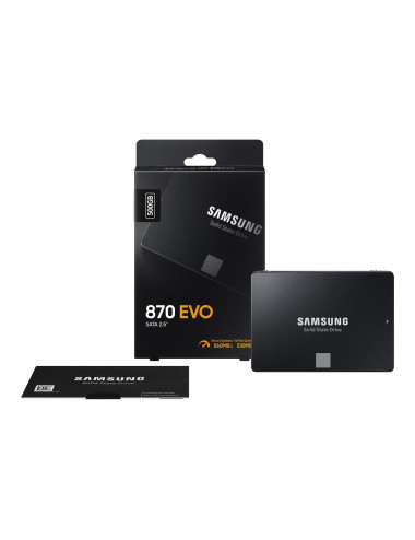 Samsung SSD 870 EVO 500 GB, SSD form factor 2.5", SSD interface SATA III, Write speed 530 MB/s, Read speed 560 MB/s