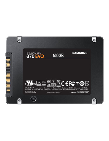 Samsung SSD 870 EVO 500 GB, SSD form factor 2.5", SSD interface SATA III, Write speed 530 MB/s, Read speed 560 MB/s