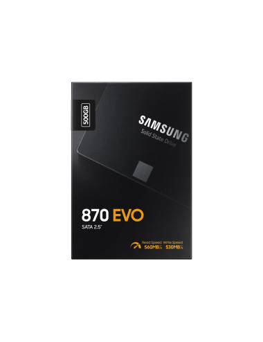 Samsung SSD 870 EVO 500 GB, SSD form factor 2.5", SSD interface SATA III, Write speed 530 MB/s, Read speed 560 MB/s