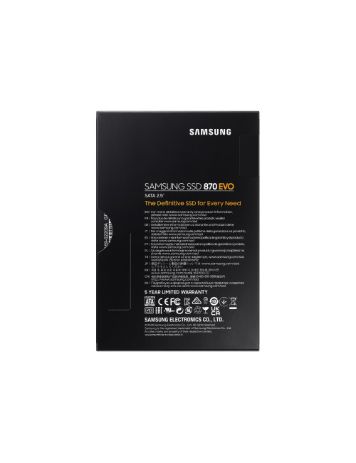 Samsung SSD 870 EVO 500 GB, SSD form factor 2.5", SSD interface SATA III, Write speed 530 MB/s, Read speed 560 MB/s