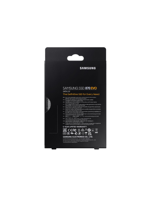 Samsung SSD 870 EVO 500 GB, SSD form factor 2.5", SSD interface SATA III, Write speed 530 MB/s, Read speed 560 MB/s