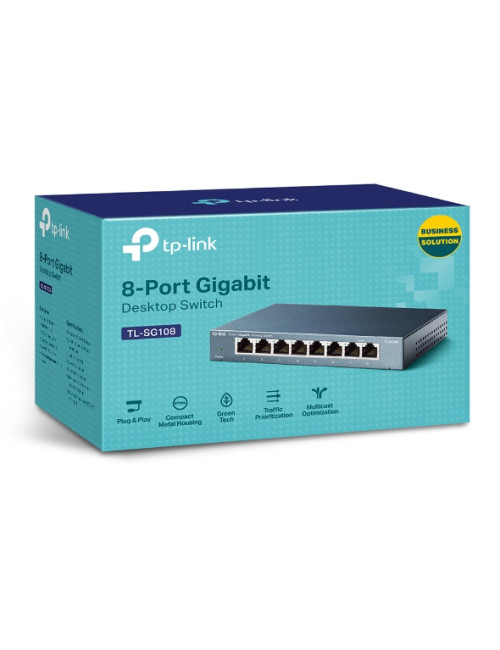 TP-LINK Switch TL-SG108 Unmanaged, Desktop, 1 Gbps (RJ-45) ports quantity 8, Power supply type External