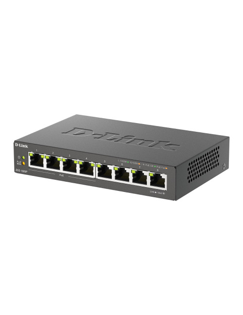 D-Link 8-Port Gigabit PoE Switch (4xPoE) DGS-1008P Unmanaged, Desktop, 60 W