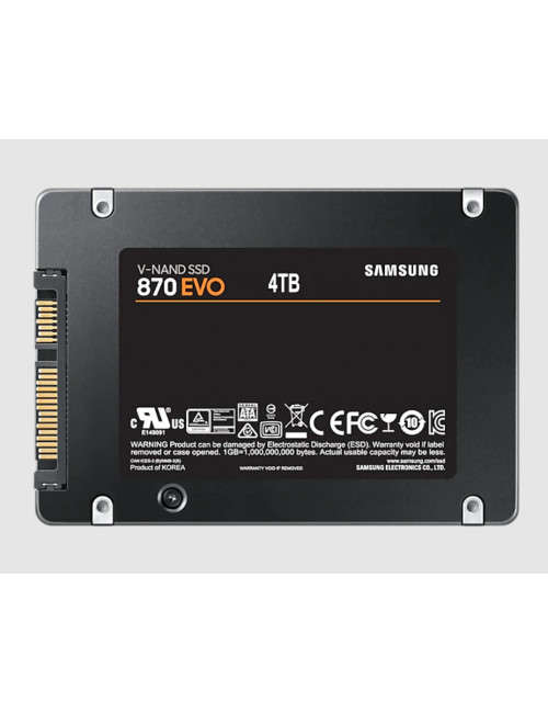 Samsung SSD 870 EVO 4000 GB, SSD form factor 2.5", SSD interface SATA III, Write speed 530 MB/s, Read speed 560 MB/s