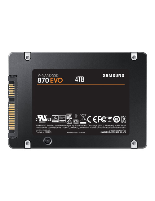 Samsung SSD 870 EVO 4000 GB, SSD form factor 2.5", SSD interface SATA III, Write speed 530 MB/s, Read speed 560 MB/s