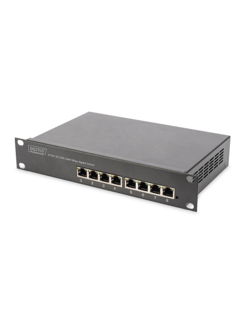 Digitus 8-port Gigabit Ethernet Switch DN-80114 10/100/1000 Mbps (RJ-45), Unmanaged, Rackmountable, Power supply type Internal, 