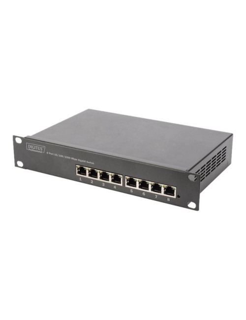 Digitus 8-port Gigabit Ethernet Switch DN-80114 10/100/1000 Mbps (RJ-45), Unmanaged, Rackmountable, Power supply type Internal, 