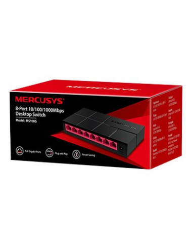 Mercusys Switch MS108G Unmanaged, Desktop, Power supply type External, Ethernet LAN (RJ-45) ports 8