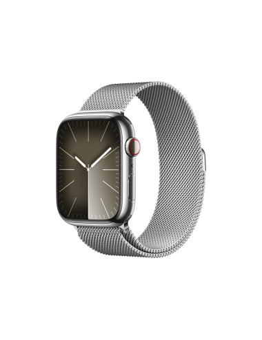 Apple Apple Watch Series 9 GPS + Cellular 45mm Silver Stainless Steel Case with Silver Milanese Loop Apple