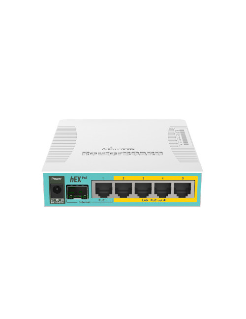 Mikrotik Wired Ethernet Router RB960PGS, hEX PoE, CPU 800MHz, 128MB RAM, 16MB, 1xSFP, 5xGigabit LAN, 1xUSB, Power Output On port