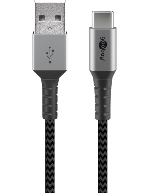 Goobay USB-C to USB-A Textile Cable with Metal Plugs